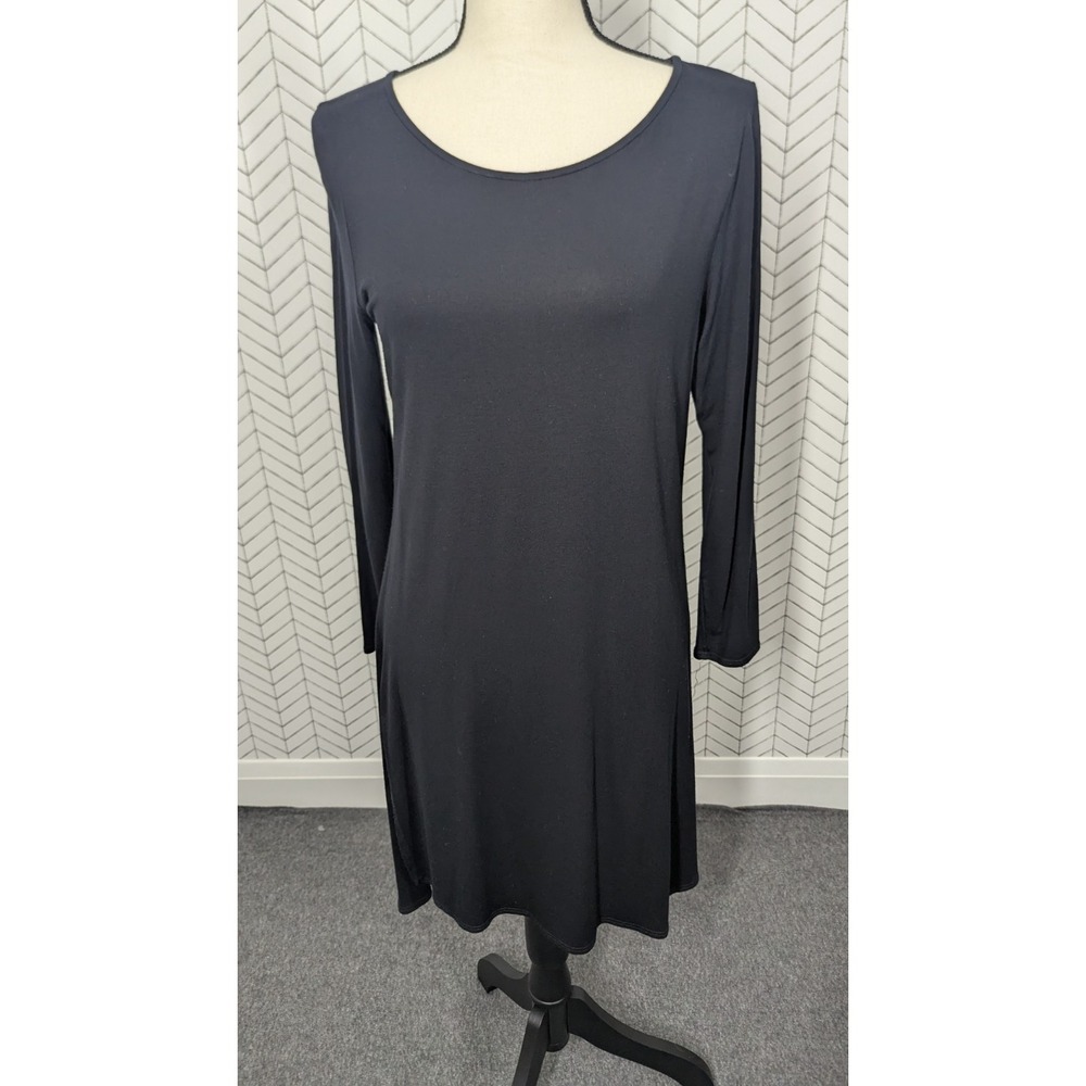 Eileen Fisher Blouse Women's Small Black Stretch Lagenlook Tunic Quiet Luxury